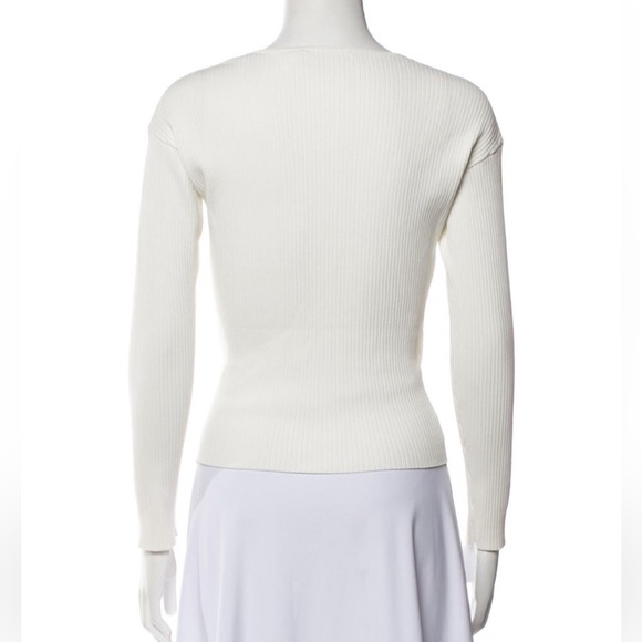 Jonathan Simkhai V-Neck Long Sleeve ribbed wrap Top size xs white - Picture 5 of 11